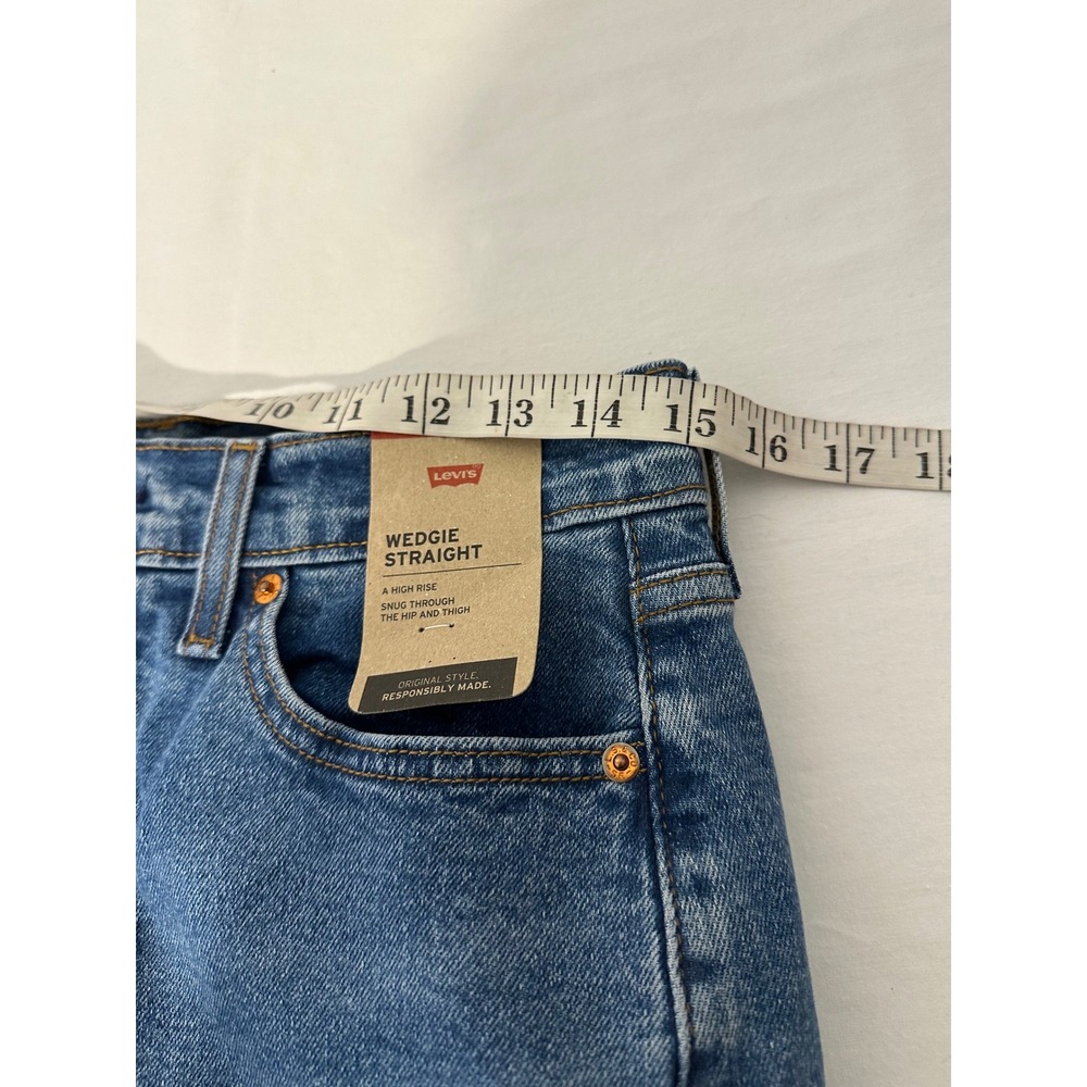 Levis Wedgie Straight Jeans Womens 30x28 High Rise Blue Button Fly 34964-0130 - Picture 10 of 12
